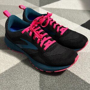 Brooks Revel 5 Black/Teal/Hot Pink Sneakers Women's Size 9